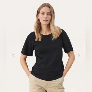 Black Short Sleeve Flutter Tee